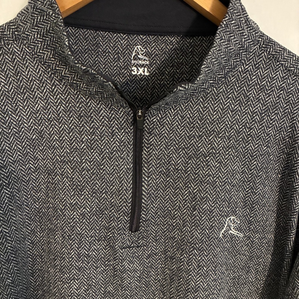 Rhoback 1/4 Zip Pullover Men's 3XL Herringbone Long Sleeve Performance Preppy - Picture 3 of 8